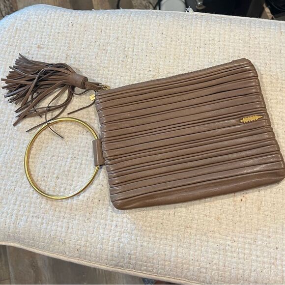 Thacker Leather Fringe Ring Bangle Wristlet - Picture 1 of 10